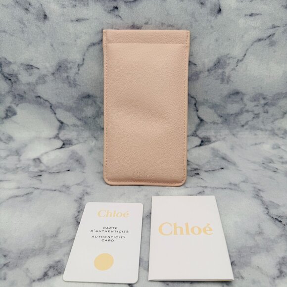 Chloe Accessories - Chloe Sunglasses Case, Blush Suede Leather, Card Holder Pocket, Cloth, Auth Card